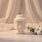 Vela Buda artesanal con gasa y flores naturales