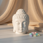 Quemador Buda con wax melts sobre mármol