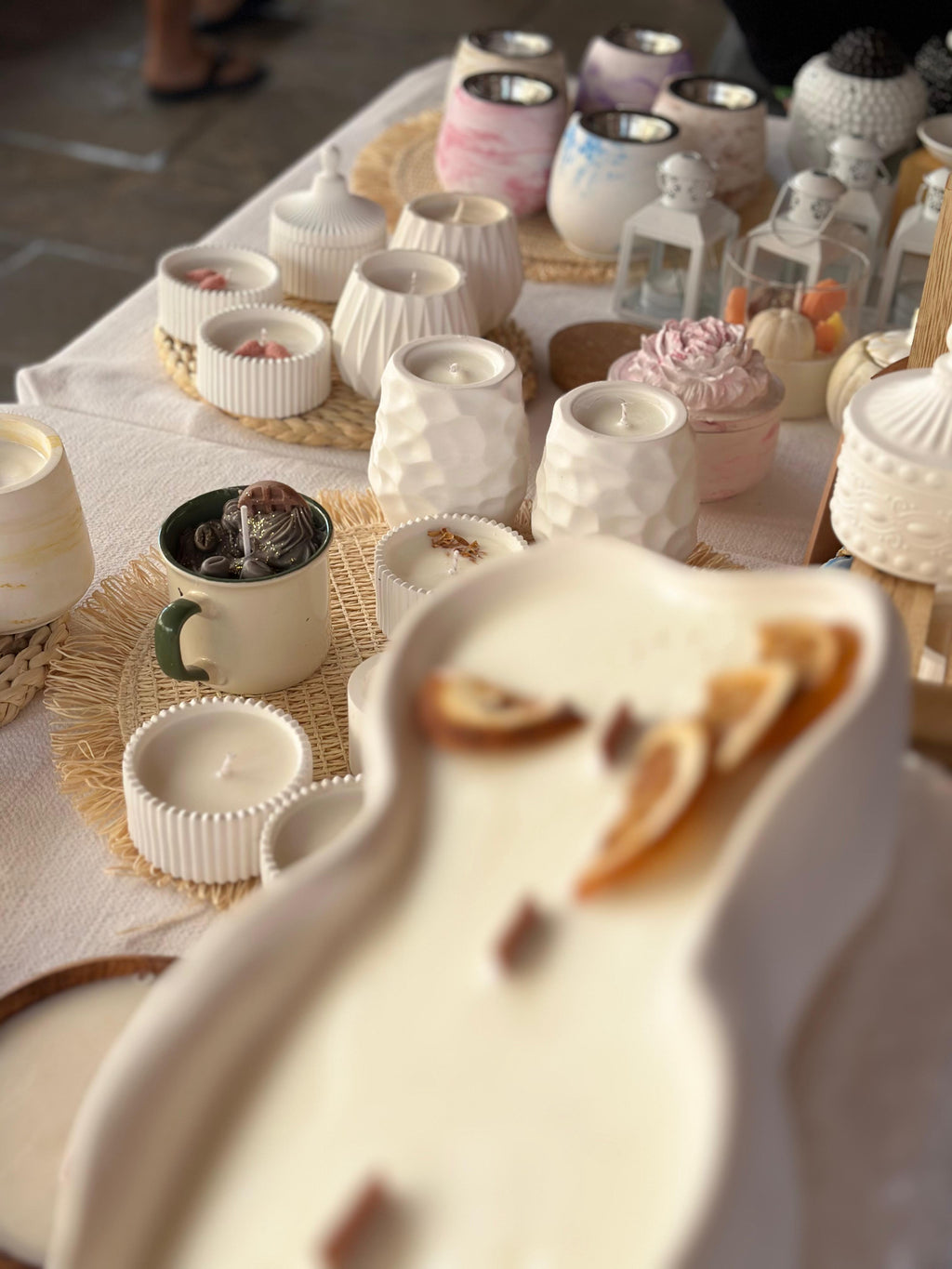 Vela Bandeja  Ovalada-Naranja Canela